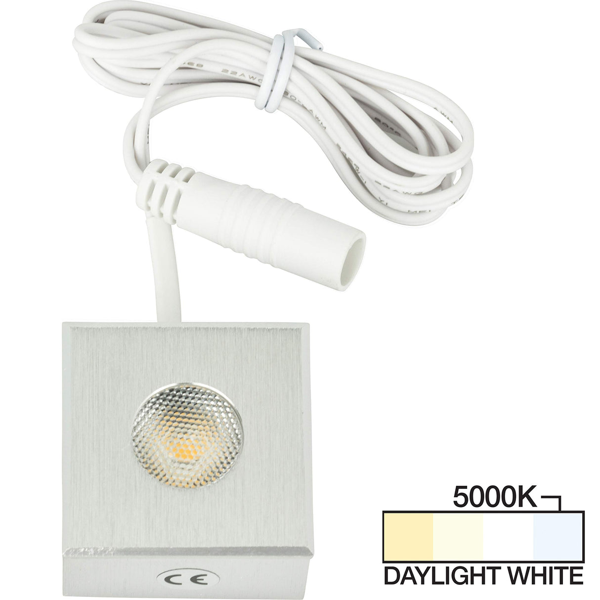 Task Lighting L-MS-CL-1BA-50 105 Lumen Brushed Aluminum Mini Square Puck Light, 5000K Daylight White