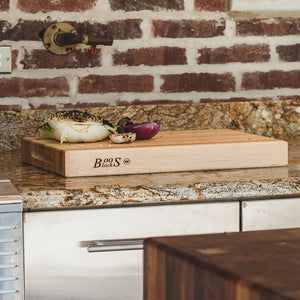 John Boos RA01 Maple Wood Cutting Board for Kitchen Prep 18 Inches x 12 Inches, 2.25 Thick Reversible End Grain Rectangular Charcuterie Block 18X12X2.25 MPL-EDGE GR-REV-GRIPS-