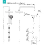 PULSE ShowerSpas 1028-BN Lanikai Shower System with 8" Rain Showerhead, 3 Dual-Function Body Spray Jets, 5-Function Hand Shower, Brushed Nickel, 2.5 GPM