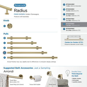 Amerock Cabinet Pull Golden Champagne 7-9/16 in (192 mm) Center-to-Center Drawer Pull Radius Kitchen and Bath Hardware Furniture Hardware