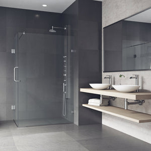 VIGO VG6012CHCL36 34.0" -46.0" W -73.38" H Frameless Hinged Rectangle Shower Enclosure with Clear 0.38" Tempered Glass and Stainless Steel Hardware in Chrome Finish with Reversible Handle
