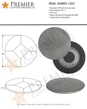 Premier Copper Products LS20Z 20-Inch Lazy Susan, Zinc