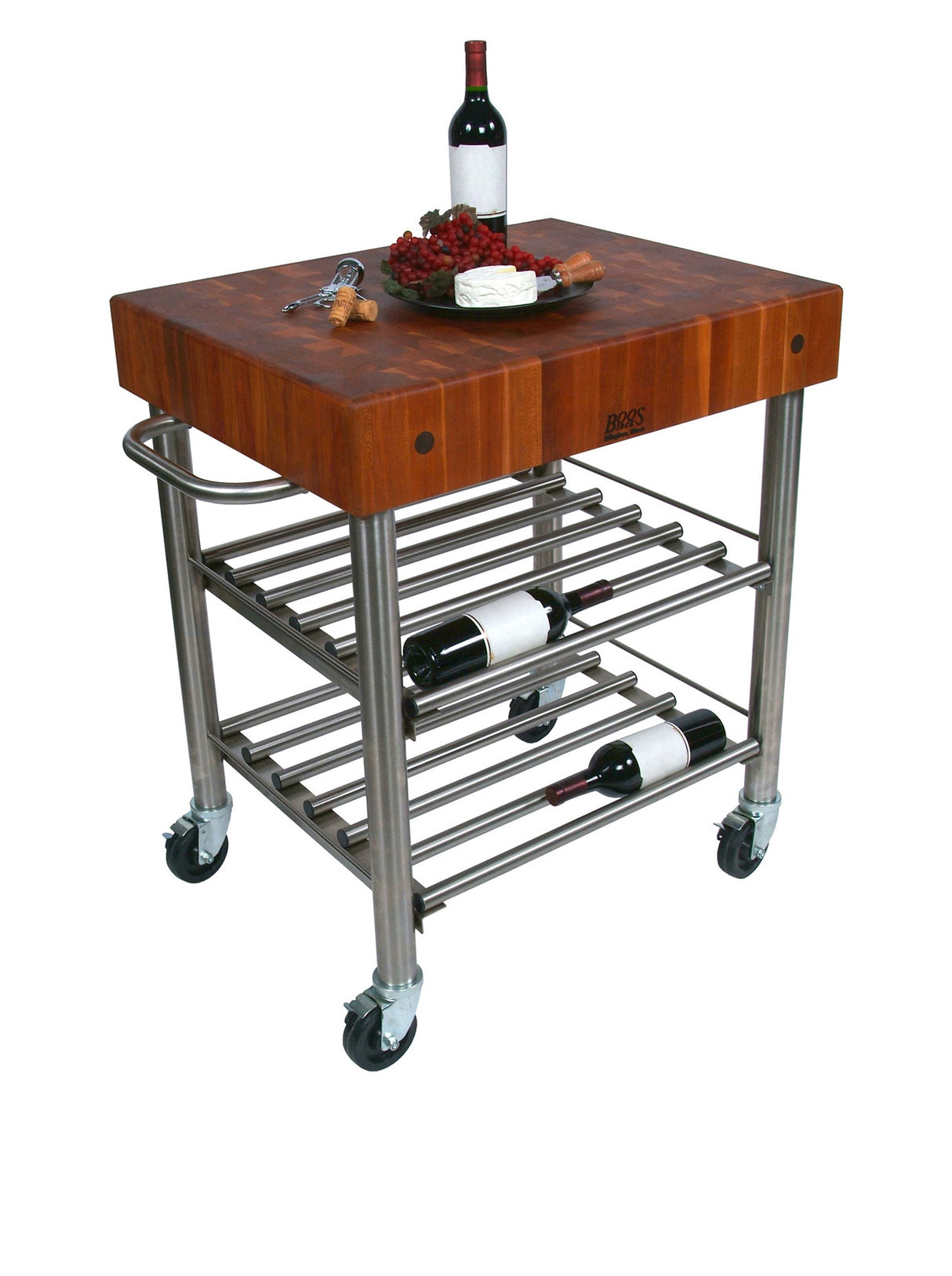 John Boos CUCD15WC Wine Cart with Cherry Top