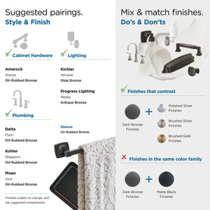 Amerock BH36092ORB Oil Rubbed Bronze Towel Ring 7-9/16 in (192 mm) Length Towel Holder Stature Hand Towel Holder for Bathroom Wall Small Kitchen Towel Holder Bath Accessories