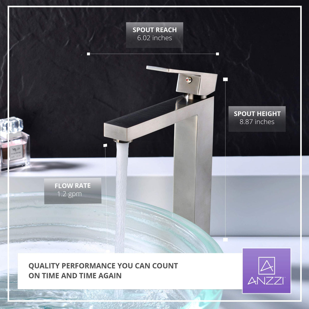 ANZZI L-AZ096 Enti Series Single Hole Single-Handle Vessel Bathroom Faucet in Polished Chrome