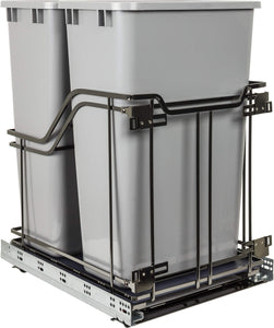 Hardware Resources SWS-MBMD50GBN Double 50 Quart Black Nickel STORAGE WITH STYLE® Metal Soft-close Trashcan Pullout