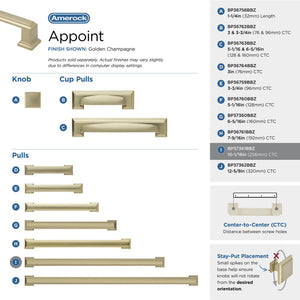 Amerock BP37361BBZ Golden Champagne Cabinet Pull 10-1/16 in (256 mm) Center-to-Center Cabinet Handle Appoint Drawer Pull Kitchen Cabinet Handle Furniture Hardware