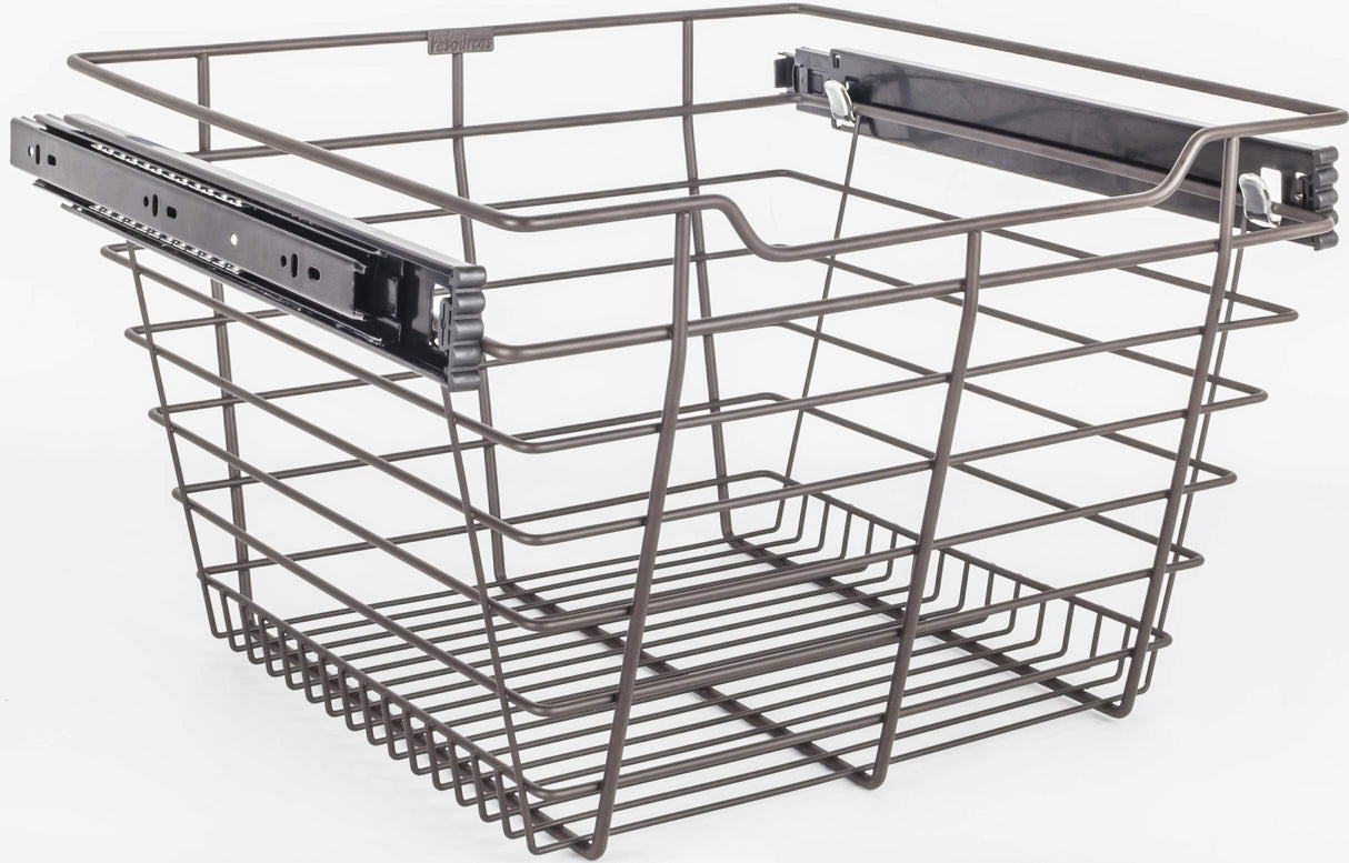 Hardware Resources POB1-161711ORB Dark Bronze Closet Pullout Basket with Slides 16"D x 17"W x 11"H