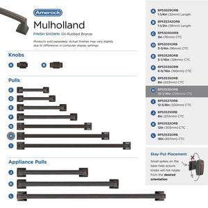 Amerock BP53536ORB Oil Rubbed Bronze Cabinet Pull 10-1/16 in (256 mm) Center-to-Center Cabinet Handle Mulholland Drawer Pull Kitchen Cabinet Handle Furniture Hardware