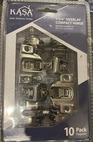 KasaWare KFHCN114-A-10 1-1/4" Overlay Compact Hinge, 10-pack