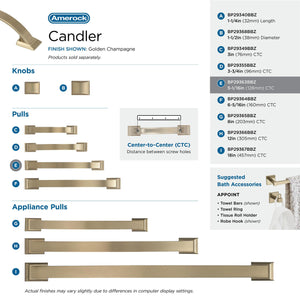 Amerock Cabinet Pull Golden Champagne 5-1/16 inch (128 mm) Center to Center Candler 1 Pack Drawer Pull Drawer Handle Cabinet Hardware