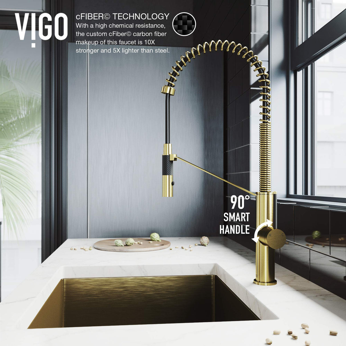 VIGO Livingston Matte Gold Kitchen Faucet with Pull-Down Sprayer | Solid Brass Faucet for Kitchen Sink with 1.8 GPM Magnetic Spout | Single-Handle Kitchen Sink Faucet with Swivel Sink Sprayer