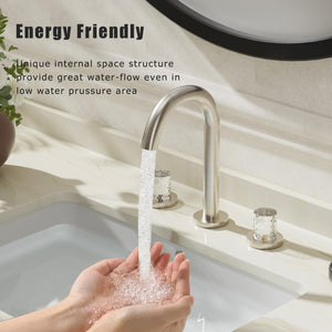Bathroom Sink Faucet 3 Hole, 8 Inch Widespread Bathroom Faucets, Sink Faucet Brushed Nickel with Pop-up Drain & Hose