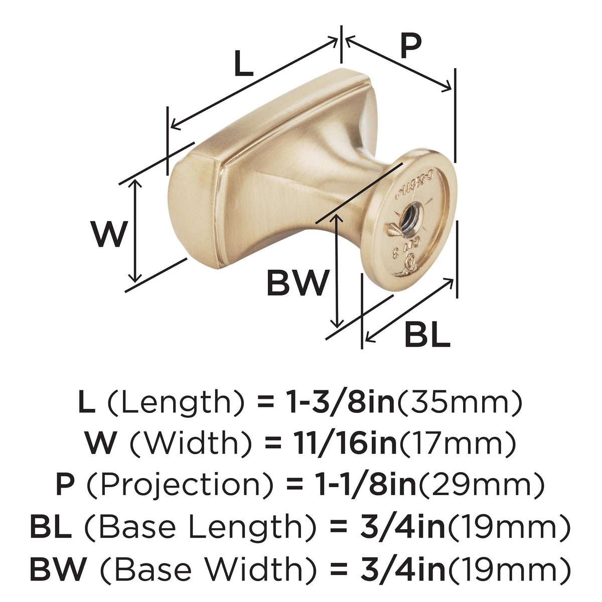Amerock Cabinet Knob Champagne Bronze 1-3/8 inch (35 mm) Length Highland Ridge 1 Pack Drawer Knob Cabinet Hardware