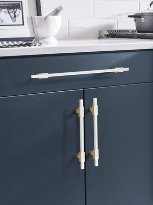Amerock Cabinet Pull Brushed Gold/White 10-1/16 inch (256 mm) Center to Center Urbanite 1 Pack Drawer Pull Drawer Handle Cabinet Hardware