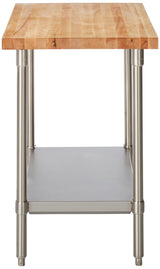 John Boos SNS01 Maple Top Work Table with Stainless Steel Base and Shelf, 36" x 24" 1-3/4"