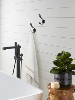 Amerock H37006MB Vinland Double Prong Decorative Wall Hook Matte Black Hook for Coats, Hats, Backpacks, Bags Hooks for Bathroom, Bedroom, Closet, Entryway, Laundry Room, Office