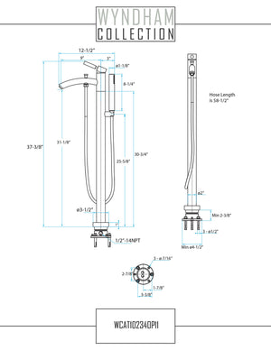 Taron Modern-Style Bathroom Tub Filler Faucet (Floor-mounted) in Brushed Nickel
