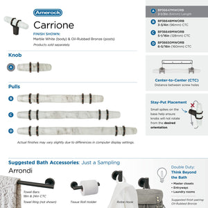 Amerock Cabinet Knob Marble White/Oil-Rubbed Bronze  2-1/2 inch (64 mm) Length Carrione 1 Pack Drawer Knob Cabinet Hardware