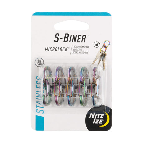 Nite Ize S-Biner MicroLock Aluminum, Locking Keychain Carabiner, 5 Pack, Assorted Colors