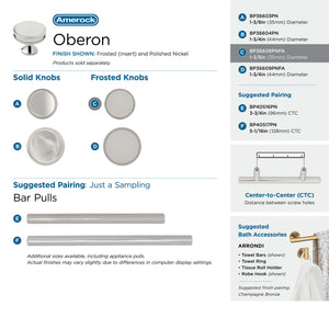 Amerock Cabinet Knob Polished Nickel/Frosted 1-3/8 inch (35 mm) Diameter Oberon 1 Pack Drawer Knob Cabinet Hardware