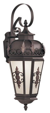 Livex Lighting 2193-07 Outdoor Wall Lantern with Antique Honey Linen Glass Shades, Bronze