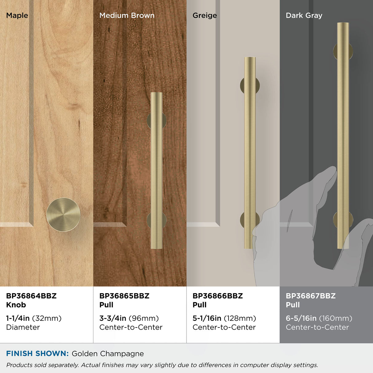 Amerock Cabinet Pull Golden Champagne 6-5/16 in (160 mm) Center-to-Center Drawer Pull Radius Kitchen and Bath Hardware Furniture Hardware