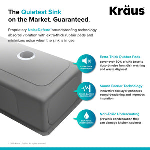 Kraus Standard PRO 33-inch 16 Gauge Undermount 50/50 Double Bowl Stainless Steel Kitchen Sink, KHU102-33