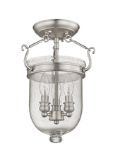 Livex Lighting 5081-91 Jefferson 3 Light Brushed Nickel Bell Jar Semi Flush with Seeded Glass