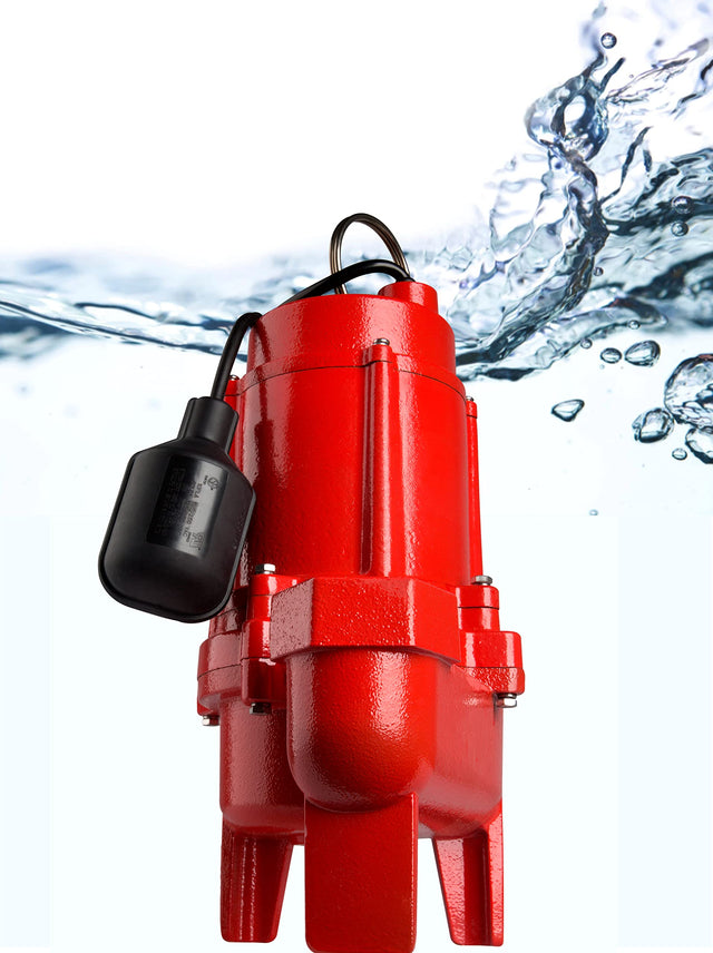 Red Lion 14942663 RL50WA 1/2 HP, 7200 GPH Sewage Pump - Cast Iron, 20 ft Cord, Tethered