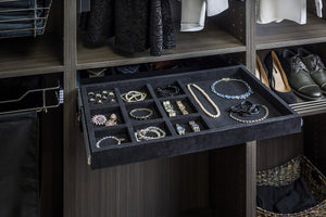 Hardware Resources JD1-24R-BL Black Felt 10-Compartment Jewelry Organizer Drawer