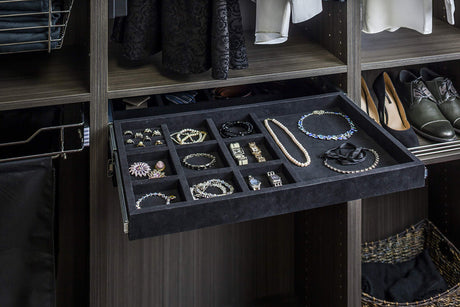Hardware Resources JD1-24R-BL Black Felt 10-Compartment Jewelry Organizer Drawer