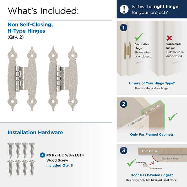 Amerock BPR3406G10 Cabinet Hinge 3/8 in (10 mm) Offset Non-Self Closing Face Mount Satin Nickel Kitchen Cabinet Door Hinge 1 Pair/2 Pack Functional Hardware