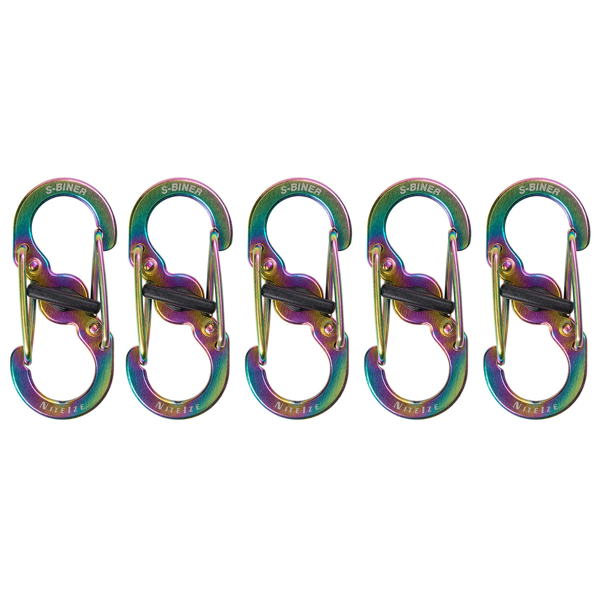 Nite Ize S-Biner MicroLock Aluminum, Locking Keychain Carabiner, 5 Pack, Assorted Colors