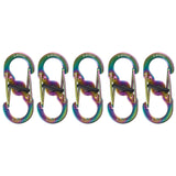 Nite Ize S-Biner MicroLock Aluminum, Locking Keychain Carabiner, 5 Pack, Assorted Colors