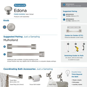 Amerock Cabinet Knob Satin Nickel 1-1/4 inch (32 mm) Diameter Edona 1 Pack Drawer Knob Cabinet Hardware