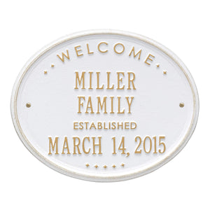 Whitehall 1398WG - Welcome Oval "Family" Established - Standard Wall - Two Line - White/Gold