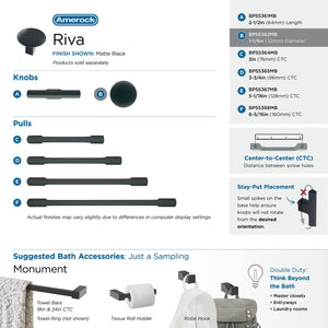 Amerock Cabinet Knob Matte Black 1-1/4 inch (32 mm) Diameter Riva 1 Pack Drawer Knob Cabinet Hardware