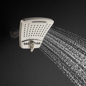 PULSE ShowerSpas 2056-BN PowerShot Air-Infused Curved 3-Pattern Showerhead, 8", Brushed Nickel Finish