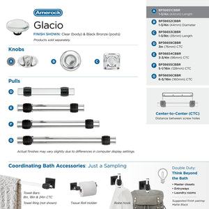 Amerock Cabinet Knob Clear/Black Bronze 1-3/4 inch (44 mm) Length Glacio 1 Pack Drawer Knob Cabinet Hardware