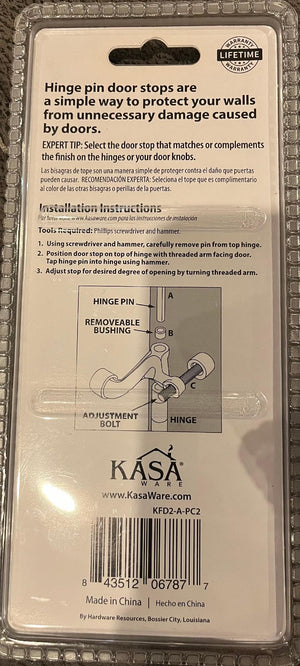 KasaWare KFD2-A-PC2 Hinge Pin Door Stop,2-pack