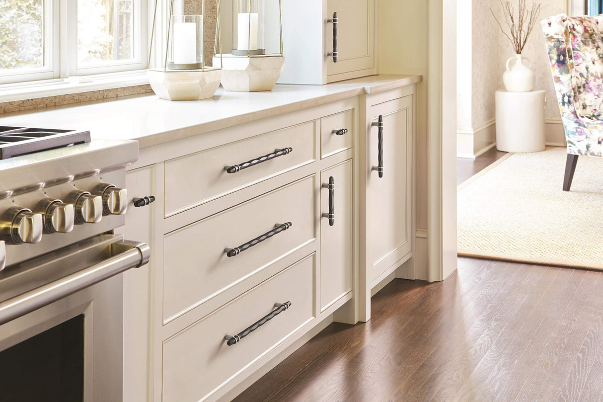 Amerock Cabinet Pull Black Chrome/Satin Nickel 5-1/16 inch (128 mm) Center-to-Center London 1 Pack Drawer Pull Drawer Handle Cabinet Hardware