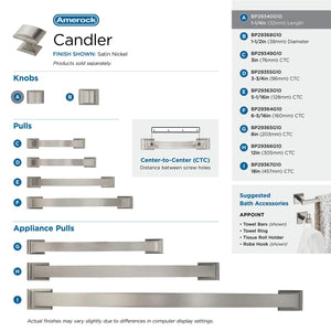 Amerock Cabinet Knob Satin Nickel 1-1/4 inch (32 mm) Length Candler 1 Pack Drawer Knob Cabinet Hardware