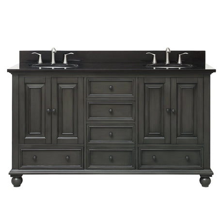 Avanity Thompson 61 in. Double Vanity in Charcoal Glaze finish with Black Granite Top