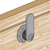 Prime-Line U 9950 Drawer and Cabinet Lock – Secure Important Files and Drawers, 1-3/8 in., Diecast Stainless Steel, Fits on 1 in. Max Panel Thickness, Keyed Different (1 Kit)
