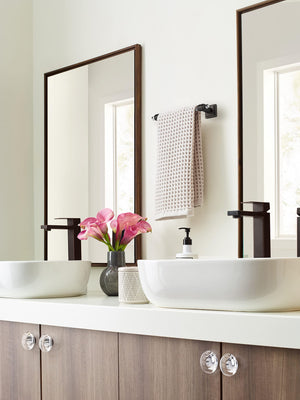 Amerock BH36065CORB Clear/Oil-Rubbed Bronze Towel Bar 8 in. (203 mm) Towel Rack Glacio Bathroom Towel Holder Bathroom Hardware Bath Accessories