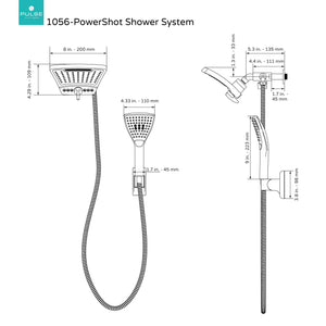 PULSE ShowerSpas 1056-BN PowerShot Shower System with Air-Infused Curved 8" Multi-Pattern Showerhead and 3-Function Hand Shower, Brushed Nickel Finish