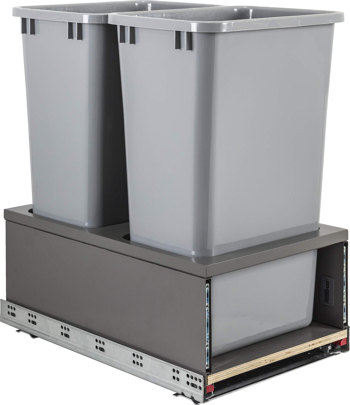 Hardware Resources CAN-MDB5-D50G Double 50 Quart Metal Drawer Box Soft-close Trashcan Pullout