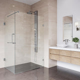 VIGO VG6012CHCL36 34.0" -46.0" W -73.38" H Frameless Hinged Rectangle Shower Enclosure with Clear 0.38" Tempered Glass and Stainless Steel Hardware in Chrome Finish with Reversible Handle