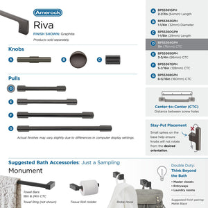 Amerock Cabinet Pull Graphite 3 inch (76 mm) Center to Center Riva 1 Pack Drawer Pull Drawer Handle Cabinet Hardware